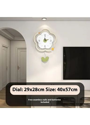 Flower Shape Wood + Acrylic Wall Clock Silent Creative Clock Living Room Home Decor, Size L