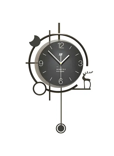 Modern Wall Clock, Decorative Wooden Metal Quartz Clock, Living Room Creative Silent Timepiece, Size S