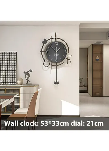 Modern Wall Clock, Decorative Wooden Metal Quartz Clock, Living Room Creative Silent Timepiece, Size S