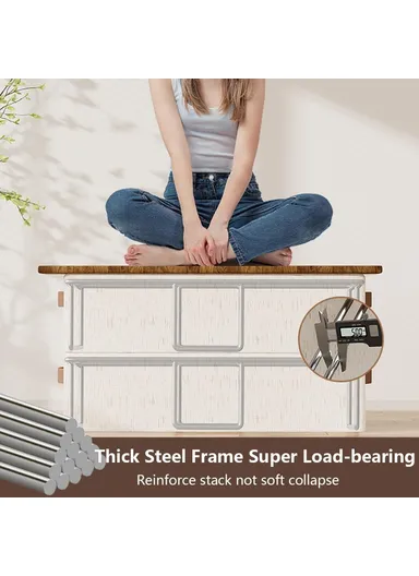  Folding Under Bed Shoes, Storage Box Cotton Linen Shoes Organizer with Clear Window (40 x 30 x 15)cm