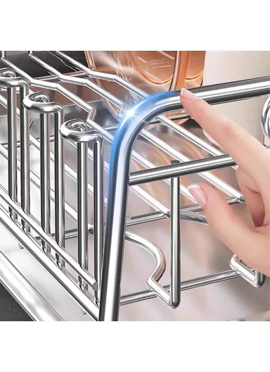 304 Stainless Steel Dish Drying Rack Bowls Plates, Cups, Cutlery, Kitchen Storage Organizer-(46x29cm)