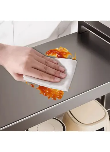 (39x63)cm Extendable Microwave Oven Rack Kitchen Carbon Steel Storage Shelf with 6 Hooks