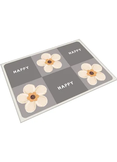 40x60CM Water-Absorbent Velvet Bath Mat Quick-Drying Bathroom Mat Floor Pad with Rubber Non-Slip Bottom - Pattern 1