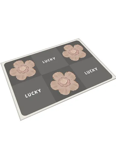 (40x60)cm Water-Absorbent Velvet Bath Mat Quick-Drying Bathroom Mat Floor Pad with Rubber Non-Slip Bottom - Pattern 2