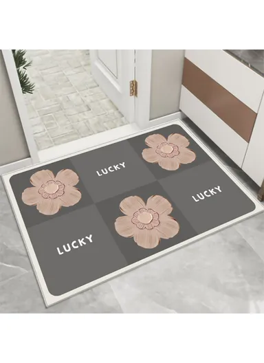(40x60)cm Water-Absorbent Velvet Bath Mat Quick-Drying Bathroom Mat Floor Pad with Rubber Non-Slip Bottom - Pattern 2