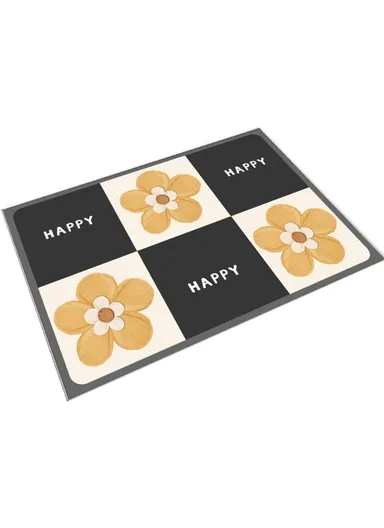 (40x60)cm Water-Absorbent Velvet Bath Mat Quick-Drying Bathroom Mat Floor Pad with Rubber Non-Slip Bottom - Pattern 3