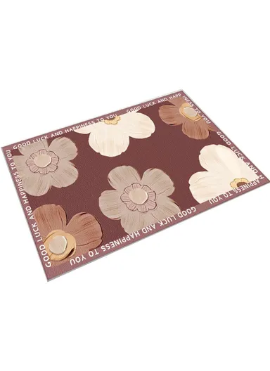 (40x60)cm Water-Absorbent Velvet Bath Mat Quick-Drying Bathroom Mat Floor Pad with Rubber Non-Slip Bottom - Pattern 5