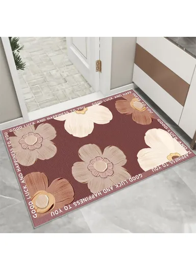 (40x60)cm Water-Absorbent Velvet Bath Mat Quick-Drying Bathroom Mat Floor Pad with Rubber Non-Slip Bottom - Pattern 5