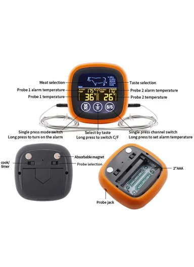 Dual Probe Digital Food Thermometer for BBQ Meat Cooking Kitchen Temperature Gauge - TS-6602