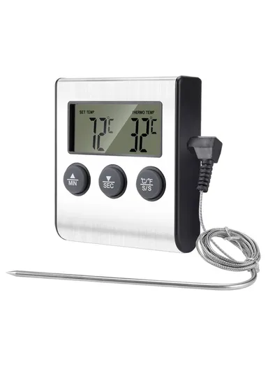 Digital Food Thermometer for BBQ Kitchen Cooking with Alarm Timer Temperature Gauge - TS-BN50