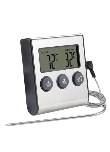 Digital Food Thermometer for BBQ Kitchen Cooking with Alarm Timer Temperature Gauge - TS-BN50