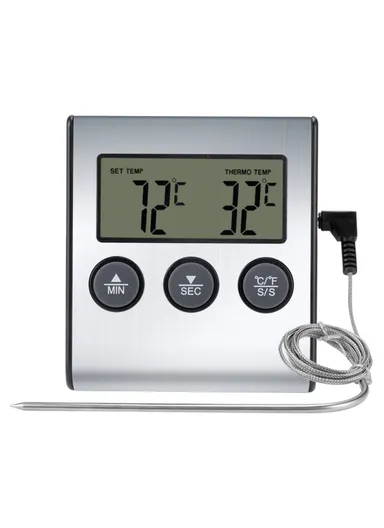 Digital Food Thermometer for BBQ Kitchen Cooking with Alarm Timer Temperature Gauge - TS-BN50