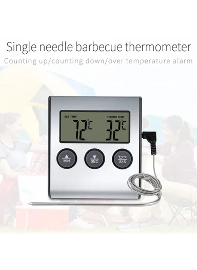 Digital Food Thermometer for BBQ Kitchen Cooking with Alarm Timer Temperature Gauge - TS-BN50