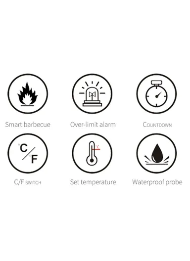 Digital Food Thermometer for BBQ Kitchen Cooking with Alarm Timer Temperature Gauge - TS-BN50