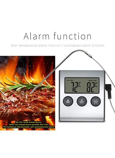 Digital Food Thermometer for BBQ Kitchen Cooking with Alarm Timer Temperature Gauge - TS-BN50
