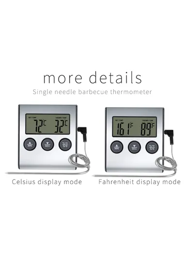 Digital Food Thermometer for BBQ Kitchen Cooking with Alarm Timer Temperature Gauge - TS-BN50