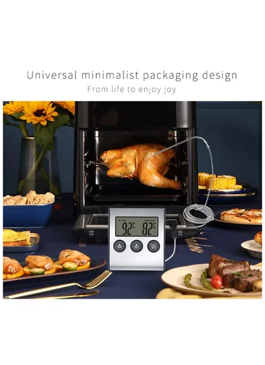 Digital Food Thermometer for BBQ Kitchen Cooking with Alarm Timer Temperature Gauge - TS-BN50