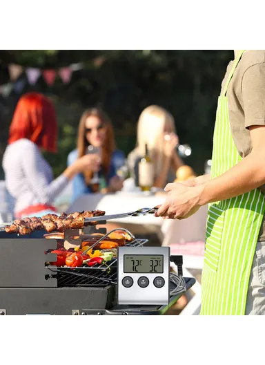 Digital Food Thermometer for BBQ Kitchen Cooking with Alarm Timer Temperature Gauge - TS-BN50