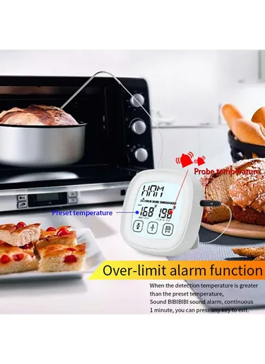  2.3 Inch Touch Screen 8 Food Types Digital Meat Thermometer for BBQ Grill Cooking with Timer - TS-802A-1