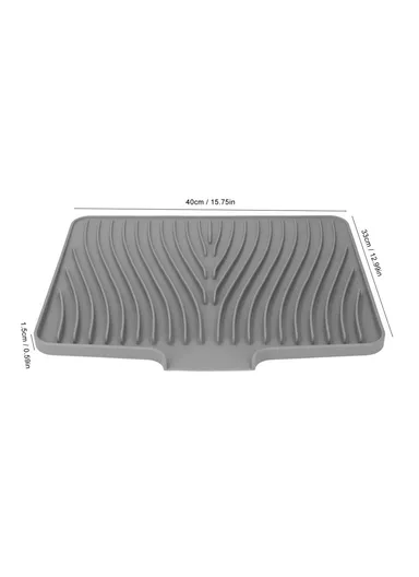 (40x30)cm Silicone Dish Drying Mat with Drain Lip, Heat-Resistant Dish Draining Mat - Grey