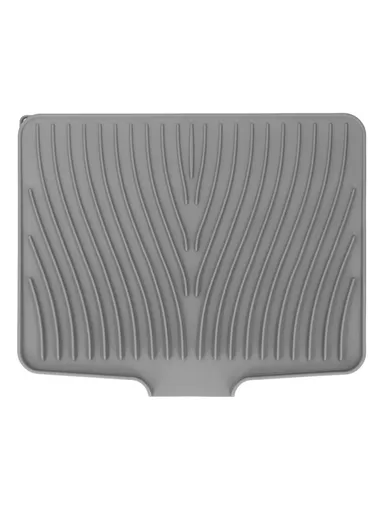 (40x30)cm Silicone Dish Drying Mat with Drain Lip, Heat-Resistant Dish Draining Mat - Grey
