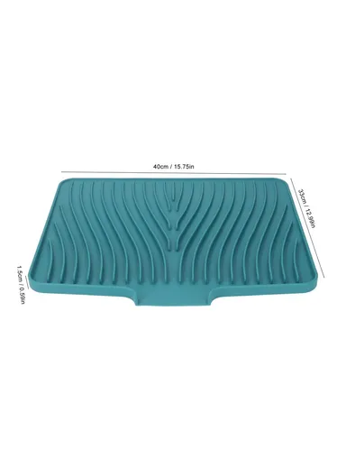 40x30cm Silicone Dish Drying Mat with Drain Lip, Heat-Resistant Dish Draining Mat - Green