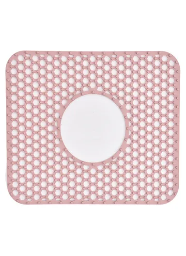Large Size Silicone Kitchen Hollow Sink Mat, Non-Slip Heat Insulation Desk Pad Drain Mat - Pink