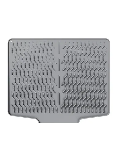 Silicone Heat Insulation Tableware Drain Pad Kitchen Sink, Non-Slip Dishes Drying Water Draining Pad - Grey