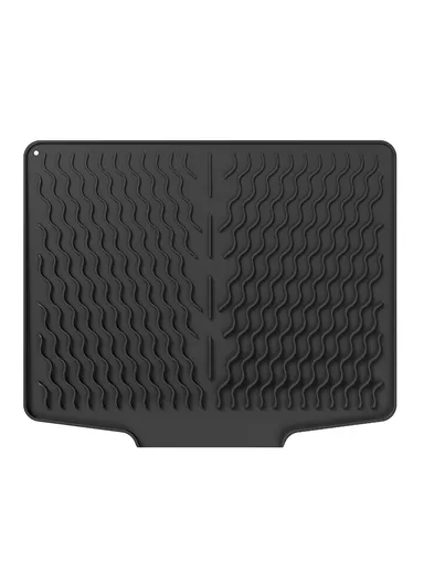 Silicone Heat Insulation Tableware Drain Pad Kitchen Sink, Non-slip Dishes Drying Water Draining Pad - Black