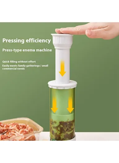 Manual Sausage Stuffer Homemade Sausage Filler Kitchen Sausage Making Tool with 4 Tubes (BPA Free, No FDA) - Transparent Green
