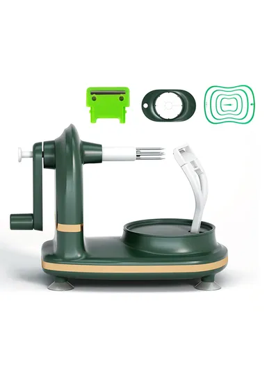 4 in 1 Multifunctional Hand Crank Apple Peeler with Slicer &amp; Spare Blade Kitchen Tool Kit (BPA Free, No FDA) - Blackish Green