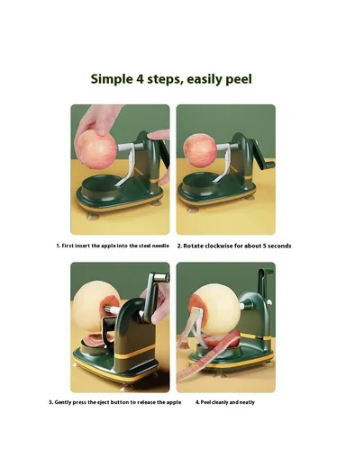 4 in 1 Multifunctional Hand Crank Apple Peeler with Slicer &amp; Spare Blade Kitchen Tool Kit (BPA Free, No FDA) - Light Green