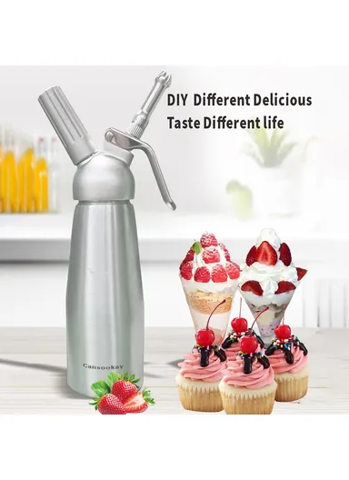 Aluminum Cream Whipper Dispenser for Coffee &amp; Cake Decorating 500ML Whipped Cream Maker (No FDA)