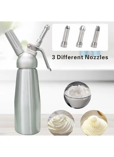 Aluminum Cream Whipper Dispenser for Coffee &amp; Cake Decorating 500ML Whipped Cream Maker (No FDA)