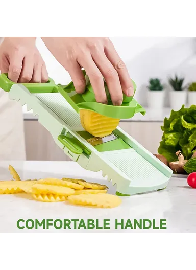  6 in 1 Mandoline Slicer Stainless Steel Blades Grater Vegetable &amp;  Fruit Cutter Kitchen Tool (FDA / LFGB Certified) - B837-B