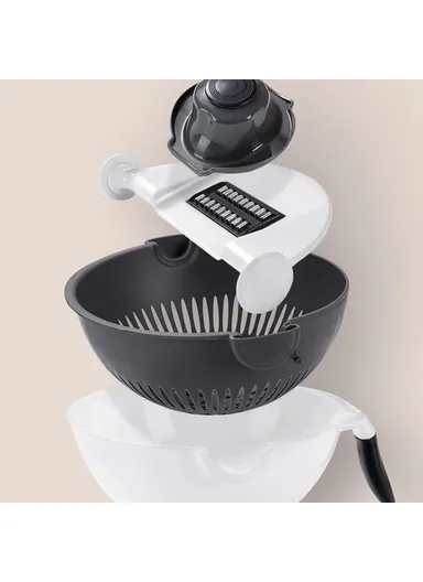 Multifunctional Double Layer Strainer Basket Potato Slicer, Vegetable Cutter Washer 9 in 1 Kitchen Tool (No FDA, BPA Free)