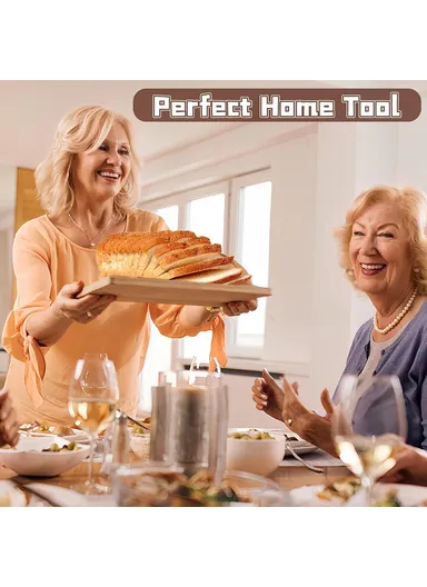 Bamboo Bread Slicer Tool Homemade Bread Foldable Loaf Cutting Holder with Crumb Catcher Tray (No FDA, BPA Free) - Flat Type