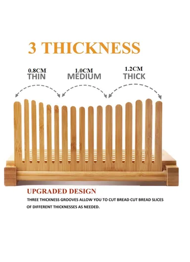 Bamboo Bread Slicer Tool Homemade Bread Foldable Loaf Cutting Holder with Crumb Catcher Tray (No FDA, BPA Free) - Flat Type