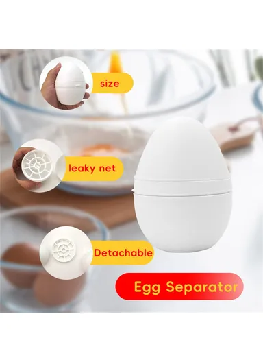 Egg Yolk Separator Kitchen Tool Easy Clean, Plastic Egg White Divider Cooking Gadget (No FDA, BPA Free)