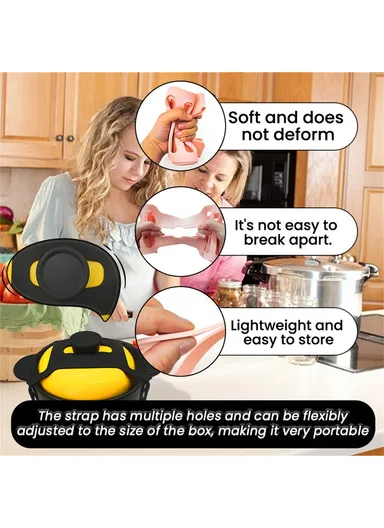 Reusable Silicone Pot Lid Holder Strap ,Pot Organization Lid Fixing Elastic Band - Pink