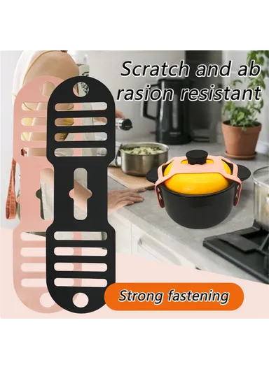 Reusable Silicone Pot Lid Holder Strap ,Pot Organization Lid Fixing Elastic Band - Pink