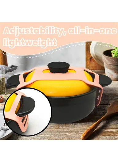 Reusable Silicone Pot Lid Holder Strap Pot Organization Lid Fixing Elastic Band - Black