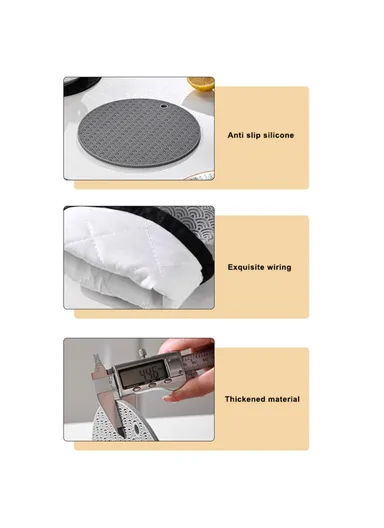 Round Silicone Anti-scalding Bowl Dish ,Pad Dining Table Protection Mat - Grey