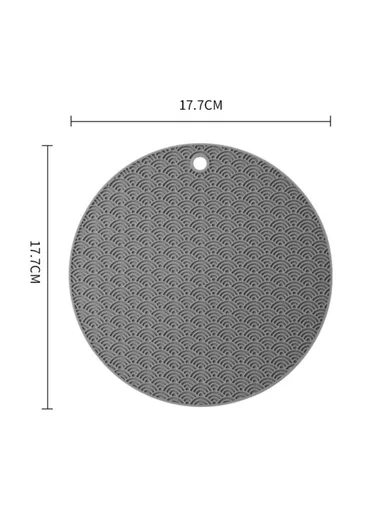 Round Silicone Anti-scalding Bowl Dish ,Pad Dining Table Protection Mat - Grey