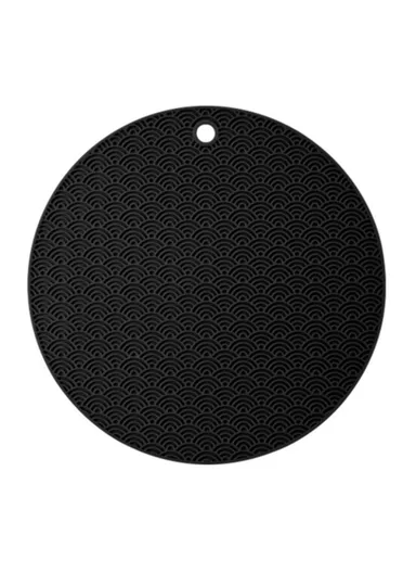 Round Silicone Anti-scalding Bowl Dish, Pad Dining Table Protection Mat - Black