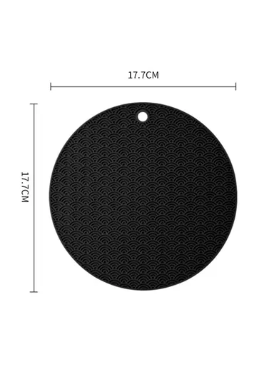 Round Silicone Anti-scalding Bowl Dish, Pad Dining Table Protection Mat - Black