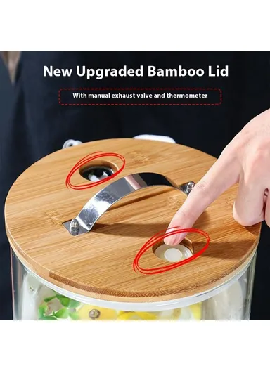 7.5L Clear High Borosilicate Glass Juice Infuser with Faucet Beverage Dispenser with Wooden Base (BPA Free, No FDA)