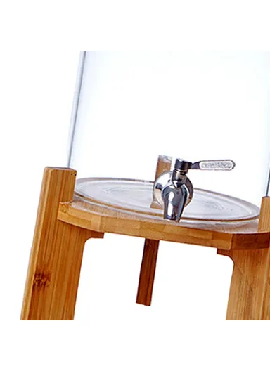 7.5L Clear High Borosilicate Glass Juice Infuser with Faucet Beverage Dispenser with Wooden Base (BPA Free, No FDA)