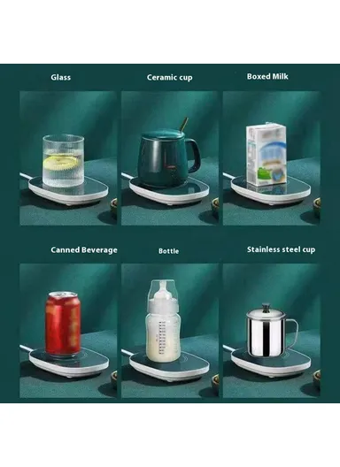Smart Ceramic Coffee Mug Set 55-Degree Constant Temperature Heating Coaster Warmer Milk Heater - Green
