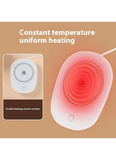 Smart Ceramic Coffee Mug Set 55-Degree Constant Temperature Heating Coaster Warmer Milk Heater - Pink